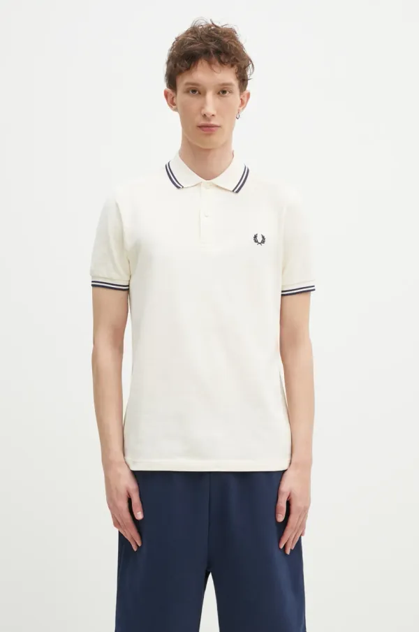 Fred Perry Pamučna polo majica Fred Perry boja: bež, s aplikacijom, M3600.Y24