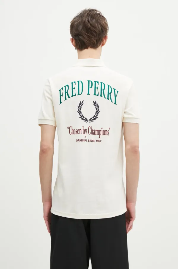 Fred Perry Pamučna polo majica Fred Perry boja: bež, s aplikacijom, M9834.560