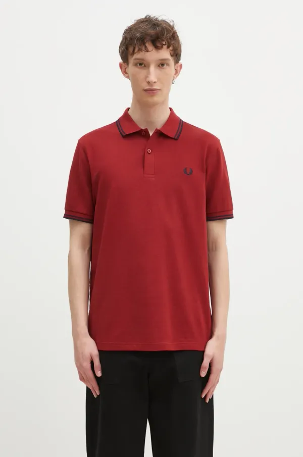 Fred Perry Pamučna polo majica Fred Perry boja: bordo, s aplikacijom, M3600.Y35