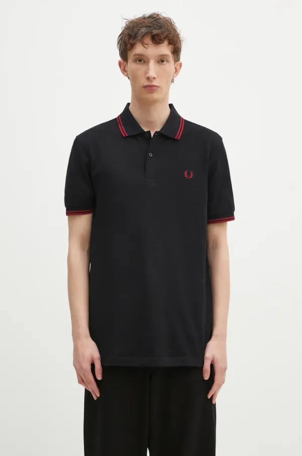 Fred Perry Pamučna polo majica Fred Perry boja: crna, s aplikacijom, M3600.Y42
