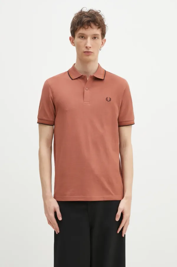 Fred Perry Pamučna polo majica Fred Perry boja: narančasta, s aplikacijom, M3600.Y39