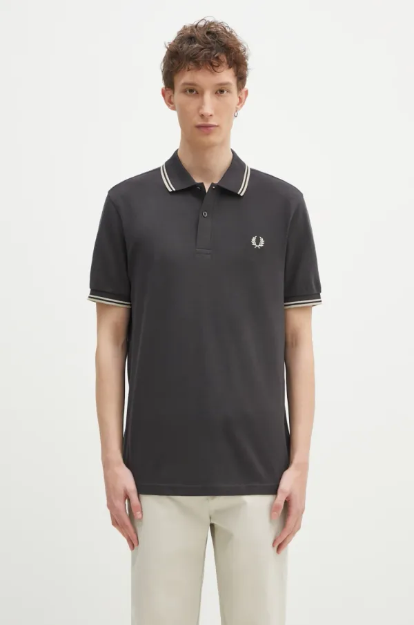 Fred Perry Pamučna polo majica Fred Perry boja: siva, s aplikacijom, M3600.V56