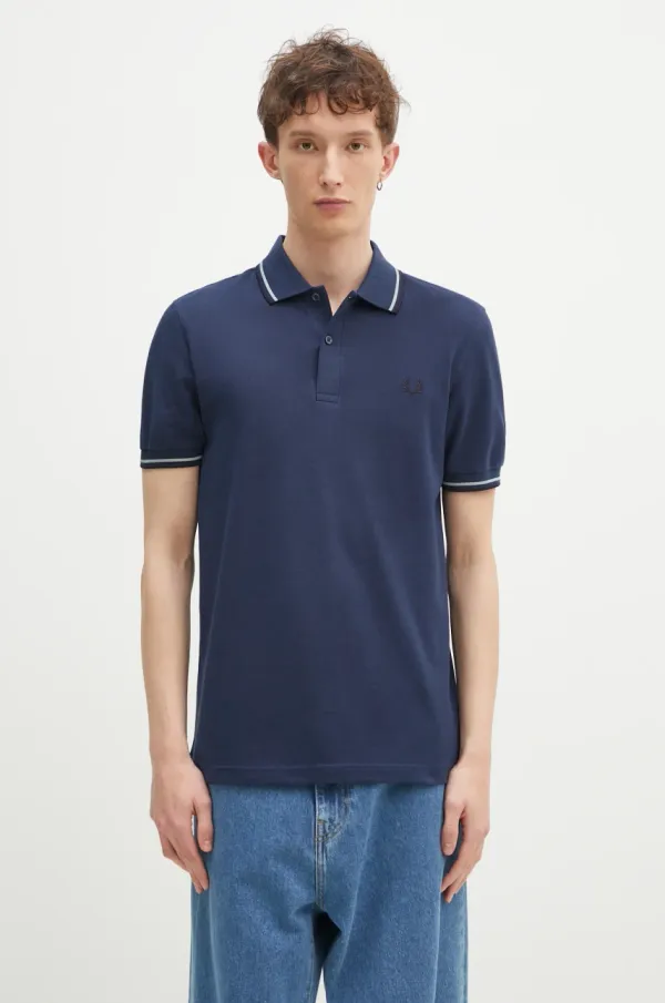 Fred Perry Pamučna polo majica Fred Perry boja: tamno plava, s aplikacijom, M3600.Y21