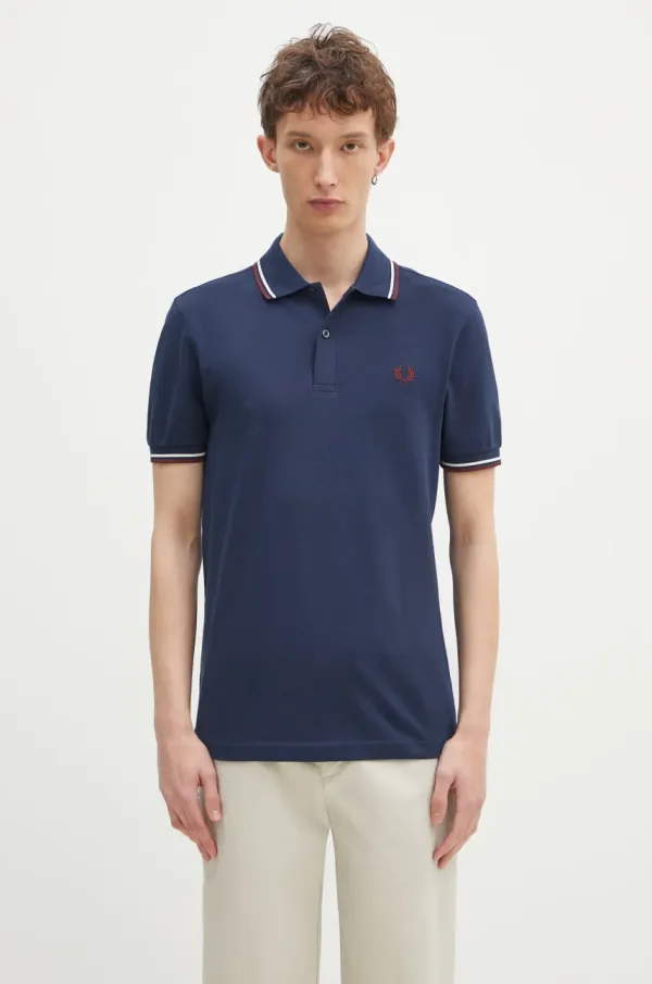 Fred Perry Pamučna polo majica Fred Perry boja: tamno plava, s aplikacijom, M3600.Y29