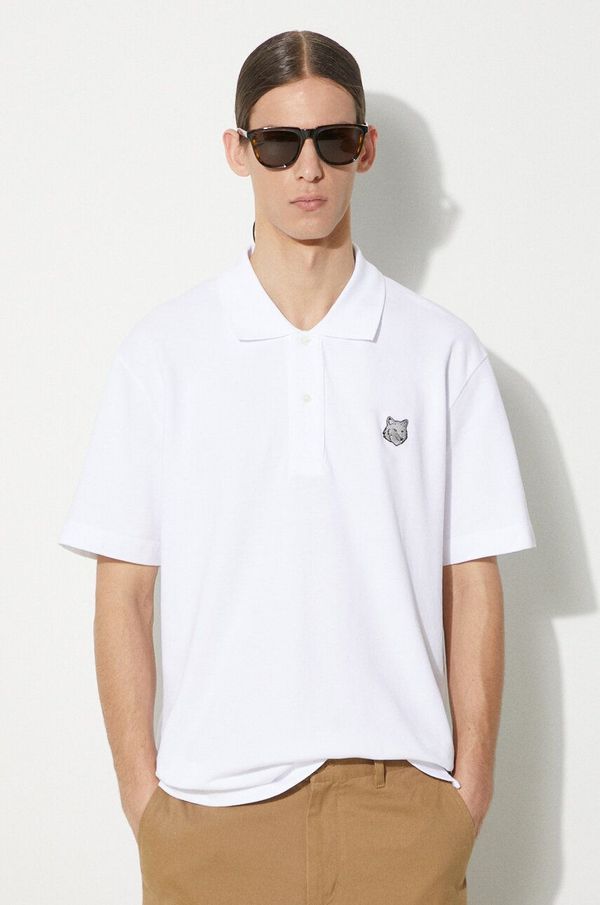 Maison Kitsuné Pamučna polo majica Maison Kitsuné Bold Fox Head Patch Comfort Polo boja: bijela, bez uzorka, MM00207KJ7010