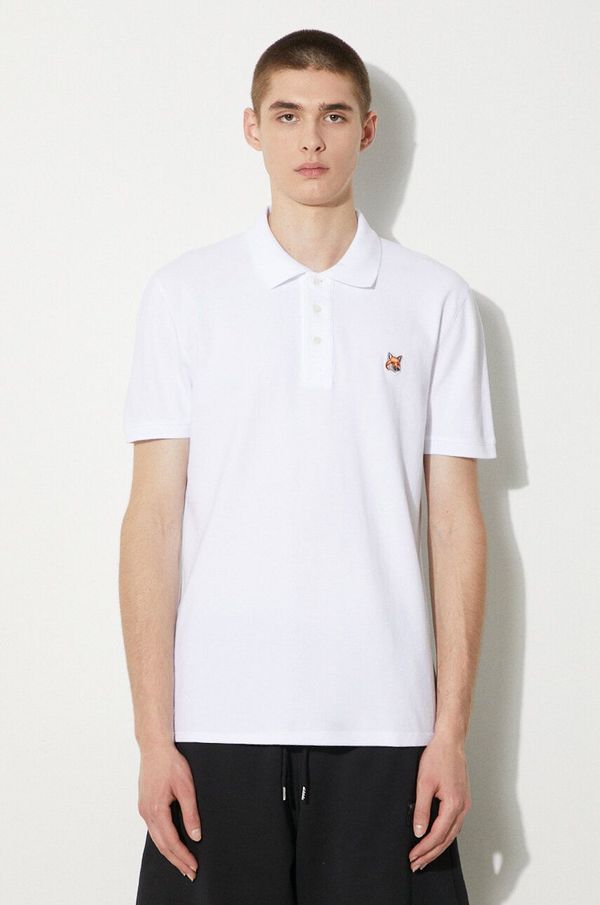 Maison Kitsuné Pamučna polo majica Maison Kitsuné Fox Head Patch Regular Polo boja: bijela, s aplikacijom, LM00208KJ7002