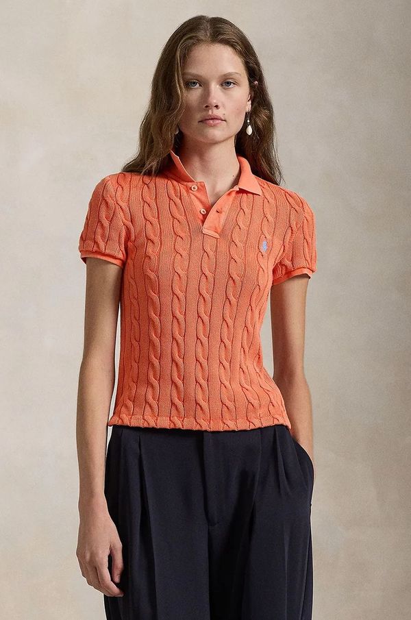 Polo Ralph Lauren Pamučna polo majica Polo Ralph Lauren boja: narančasta