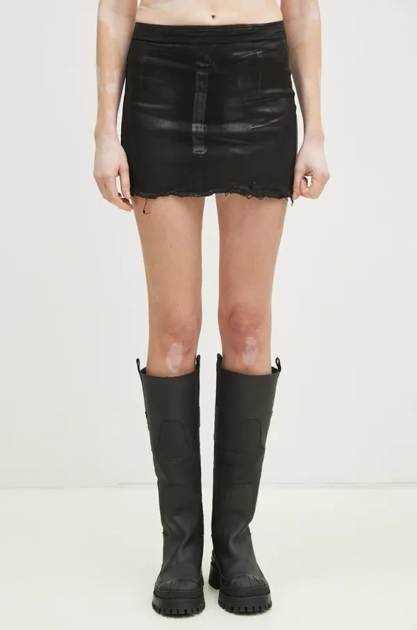 Rick Owens Pamučna suknja Rick Owens Mini boja: crna, mini, ravna, DS01E3342.SCF