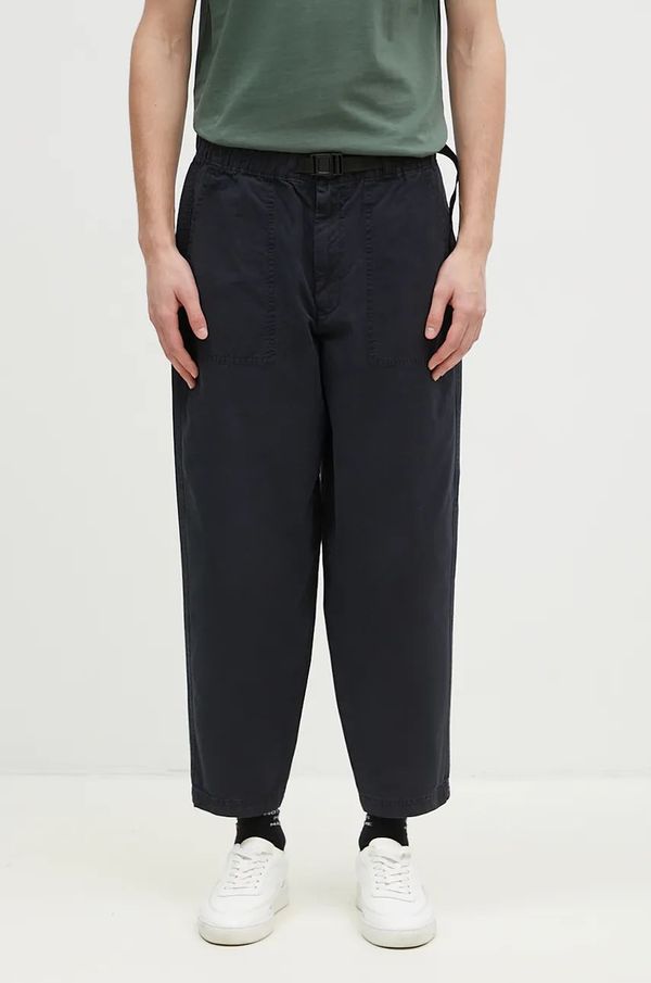Barbour Pamučne hlače Barbour Grindle Relaxed Canvas Trouser boja: tamno plava, ravni kroj, MTR0721