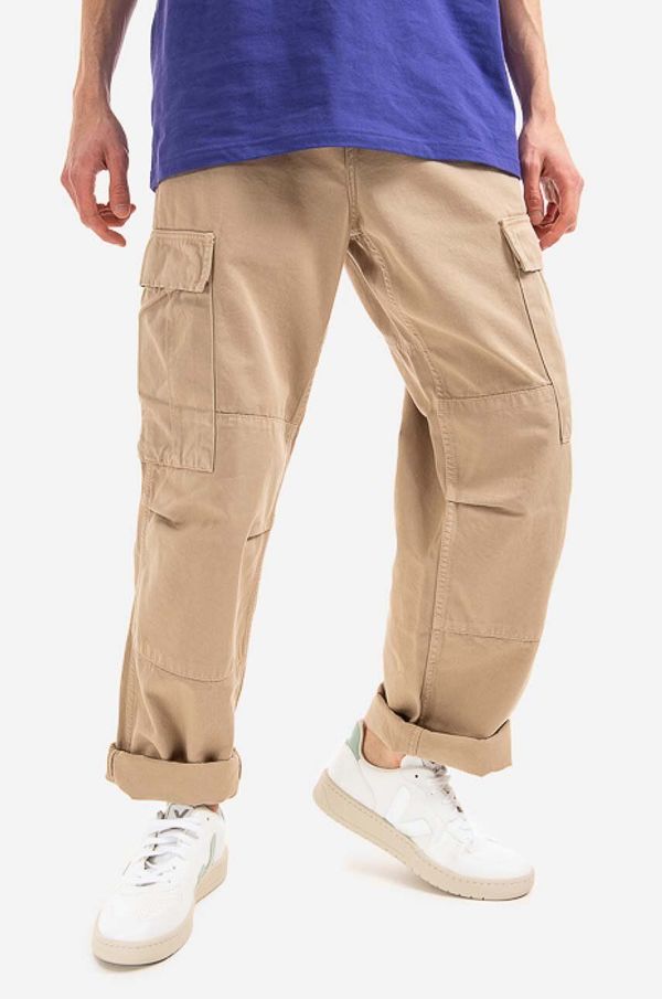 Carhartt WIP Pamučne hlače Carhartt WIP boja: smeđa, ravni kroj