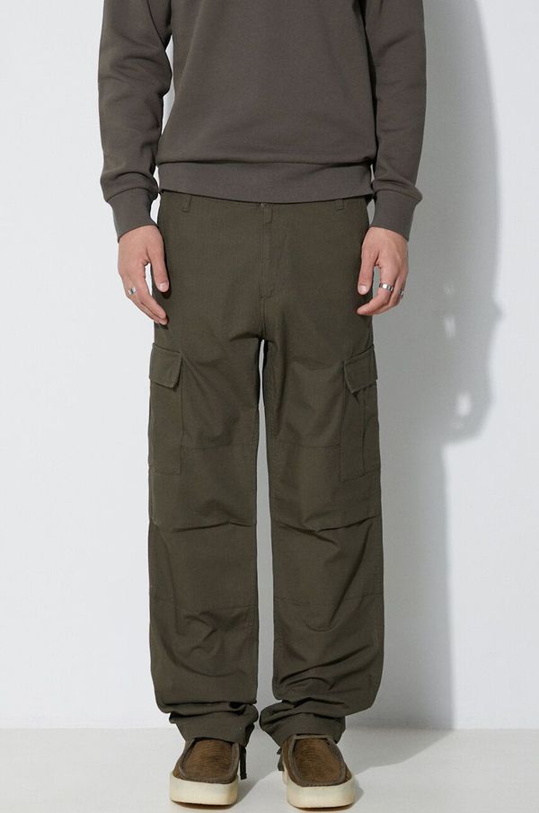 Carhartt WIP Pamučne hlače Carhartt WIP boja: zelena, ravni kroj
