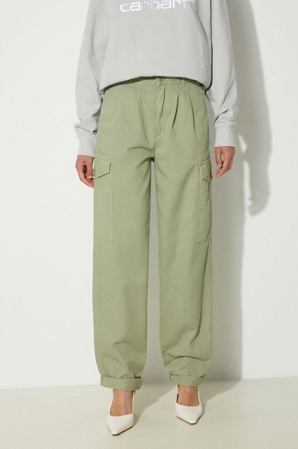 Carhartt WIP Pamučne hlače Carhartt WIP Collins Pant boja: zelena, cargo kroj, visoki struk, I029789.29MGD