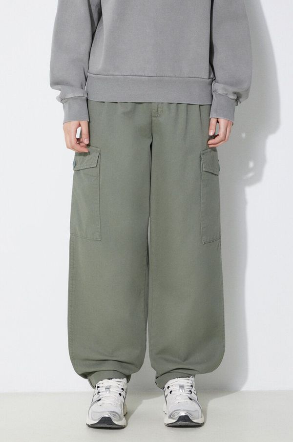 Carhartt WIP Pamučne hlače Carhartt WIP Collins Pant boja: zelena, široke, visoki struk, I029789.1YFGD