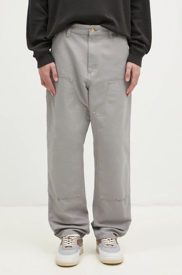 Carhartt WIP Pamučne hlače Carhartt WIP Double Knee Pant boja: siva, ravni kroj, I031501.2LR02