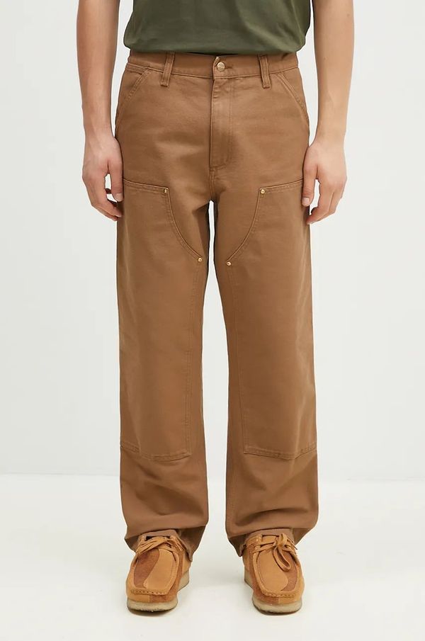 Carhartt WIP Pamučne hlače Carhartt WIP Double Knee Pant boja: smeđa, ravni kroj, I031501.HZ02