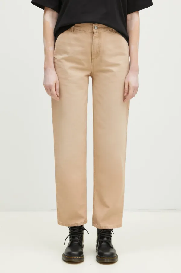Carhartt WIP Pamučne hlače Carhartt WIP Pierce Pant Straight boja: bež, cargo kroj, visoki struk, I034323.07E4O