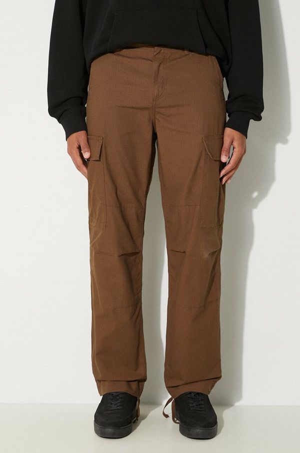 Carhartt WIP Pamučne hlače Carhartt WIP Regular Cargo Pant boja: smeđa, ravni kroj, I032467.2Y02