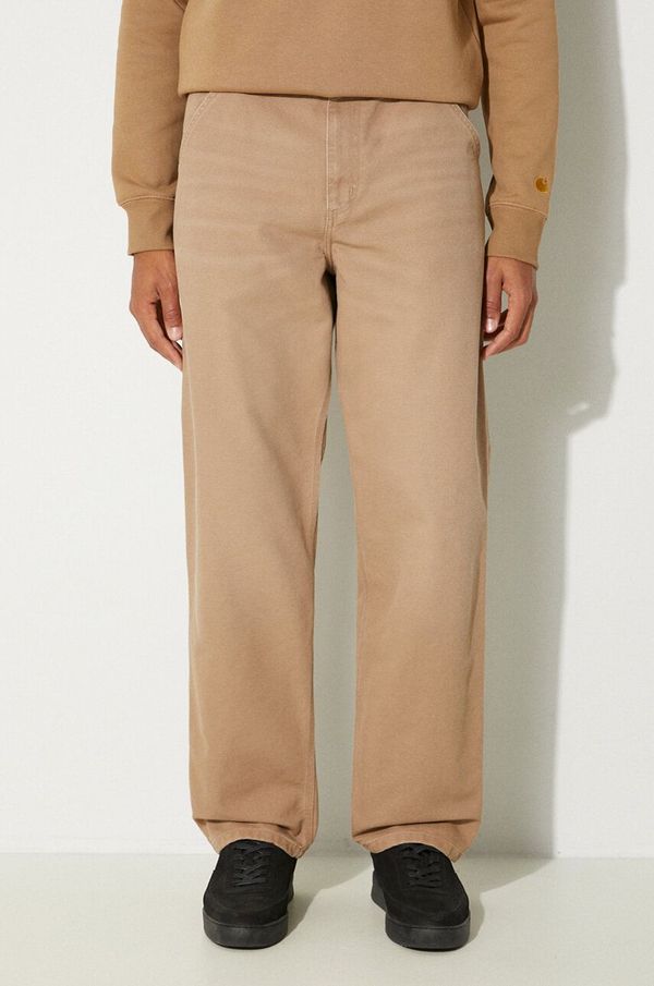 Carhartt WIP Pamučne hlače Carhartt WIP Single Knee Pant boja: bež, ravni kroj, I031497.2FS3K