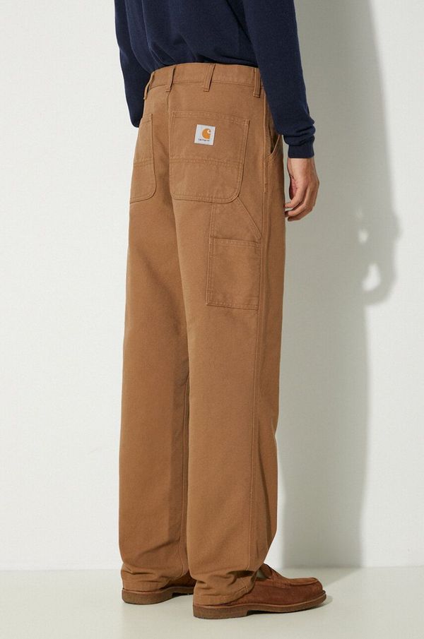 Carhartt WIP Pamučne hlače Carhartt WIP Single Knee Pant boja: smeđa, ravni kroj, I031497.HZ02