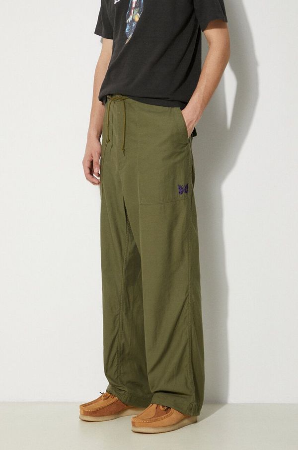Needles Pamučne hlače Needles String Fatigue Pant boja: zelena, ravni kroj, OT181