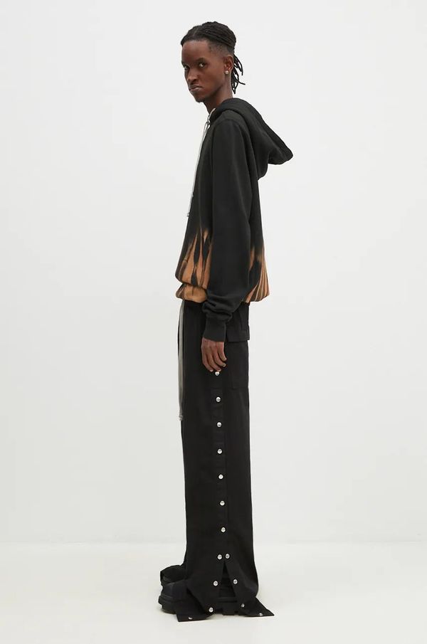 Rick Owens Pamučne hlače Rick Owens Pusher boja: crna, ravni kroj, DU02D2393.TW