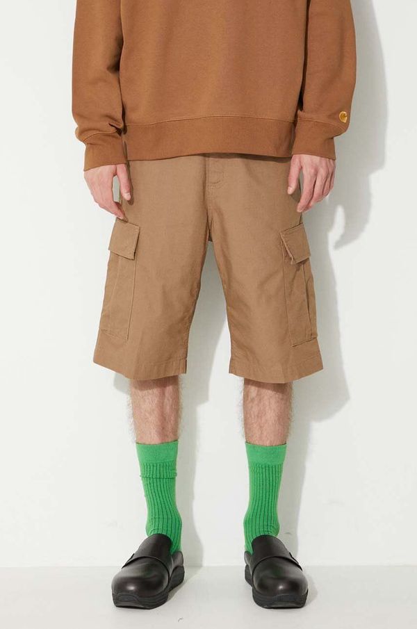 Carhartt WIP Pamučne kratke hlače Carhartt WIP Regular Cargo Short BLACK boja: smeđa, I028246-CYPRESS