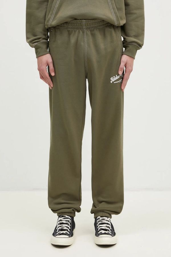 adidas Originals Pamučni donji dio trenirke adidas Originals Wabash boja: zelena, s tiskom, JP4486