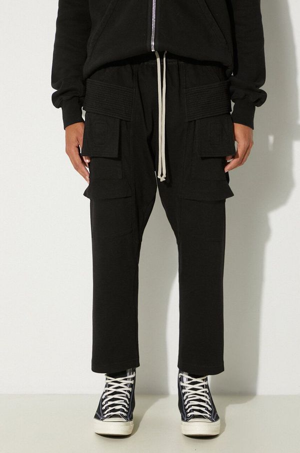 Rick Owens Pamučni donji dio trenirke Rick Owens Creatch Cargo Cropped Drawstring boja: crna, bez uzorka, DU02D2371.RIG