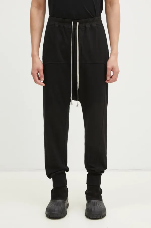 Rick Owens Pamučni donji dio trenirke Rick Owens Prisoner Drawstring boja: crna, bez uzorka, DU01E3395.RIG