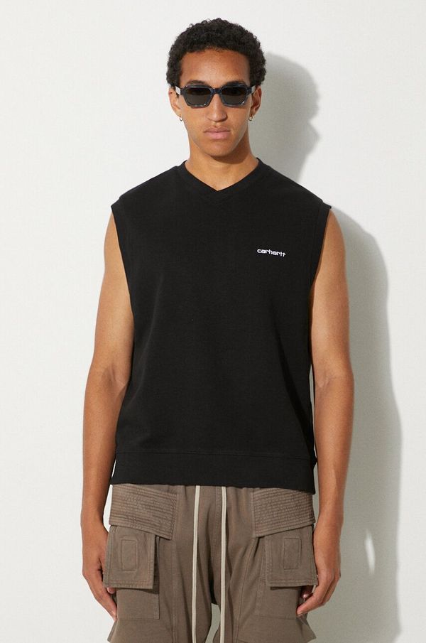 Carhartt WIP Pamučni prsluk Carhartt WIP Script boja: crna, s aplikacijom, I033907.0D2XX