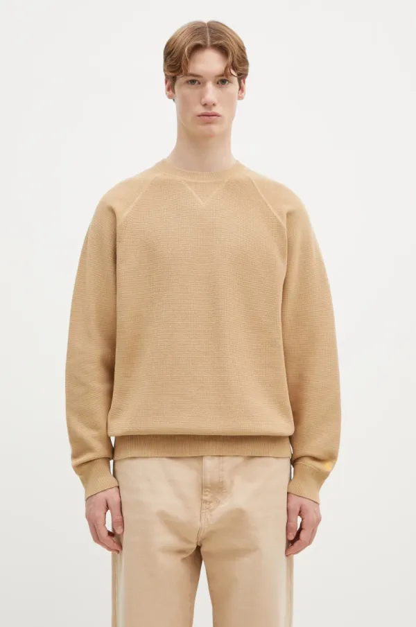 Carhartt WIP Pamučni pulover Carhartt WIP Chase Sweater boja: bež, I028581.2N1XX