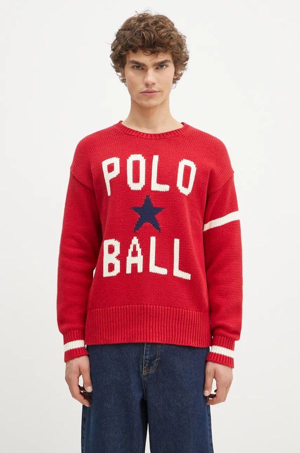 Polo Ralph Lauren Pamučni pulover Polo Ralph Lauren boja: crvena, topli, 710949298