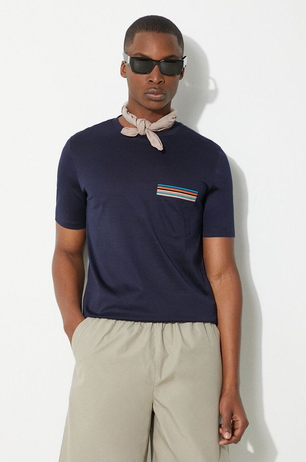 Paul Smith Pamučna majica Paul Smith za muškarce, boja: tamno plava, bez uzorka, M1R-306U-H00088