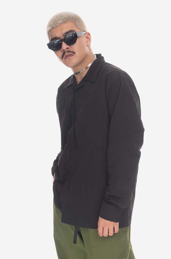 PLEASURES Košulja PLEASURES Stare Long Sleeve Overshirt za muškarce, boja: crna, relaxed, P23SP013-BLACK