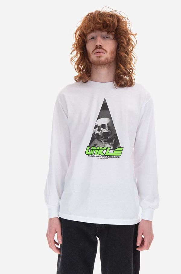 PLEASURES Pamučna majica dugih rukava PLEASURES boja: bijela, s tiskom, Pleasures Soundscape Long Sleeve, P22U003-WHITE