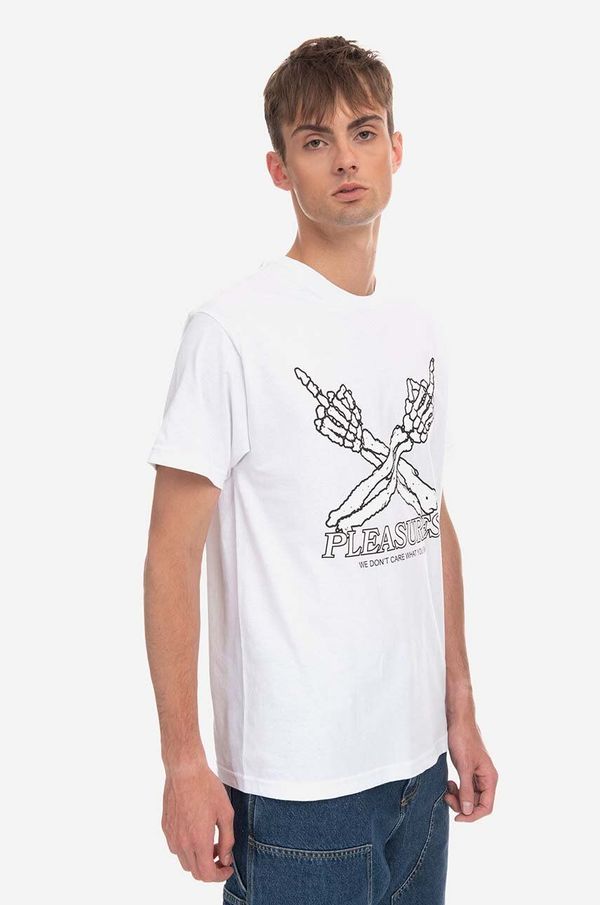 PLEASURES Pamučna majica PLEASURES Dont Care T-shirt boja: bijela, s tiskom, P23SP051-WHITE