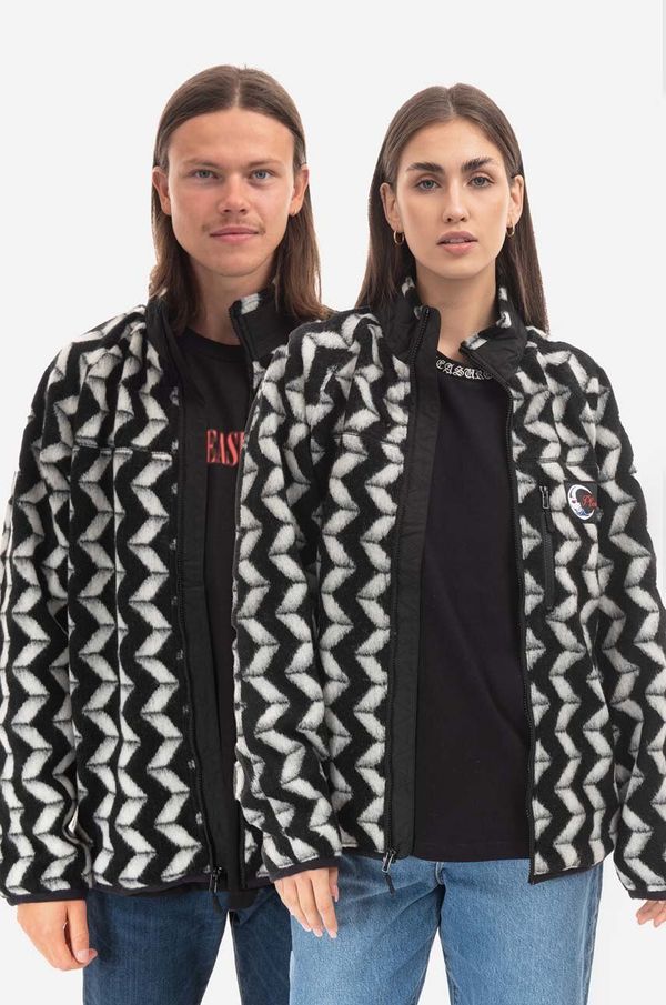 PLEASURES Vunena jakna PLEASURES Drifter  Fuzzy Jacket boja: crna, za prijelazno razdoblje, oversize, P22F011-BLACK