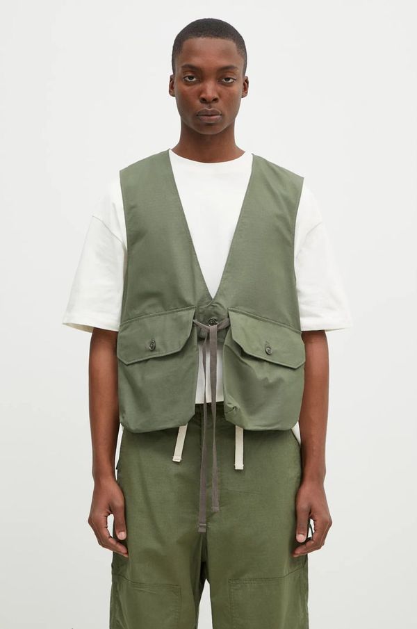Engineered Garments Prsluk Engineered Garments Fowl Vest za muškarce, boja: zelena, za prijelazno razdoblje, OR120.CT010