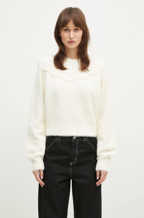Rotate Pulover Rotate Lace Collar Knit za žene, boja: bež, 113212269