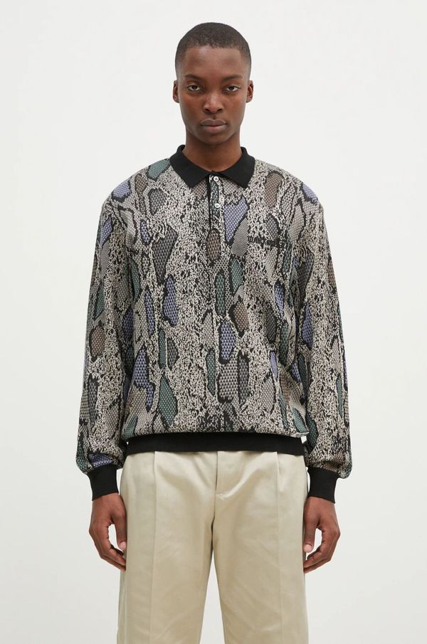 Wacko Maria Pulover s dodatkom svile Wacko Maria Python Knit Polo Shirt boja: bež, 24FW-WMK-KN14