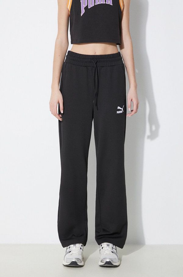Puma Donji dio trenirke Puma T7 High Waist Pant boja: crna, bez uzorka, 624212