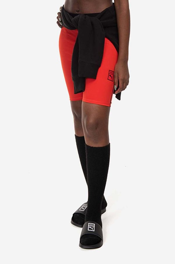 Puma Kratke hlače Puma x Vogue Tight Shorts za žene, boja: crvena, s aplikacijom, visoki struk, 535080.95-red