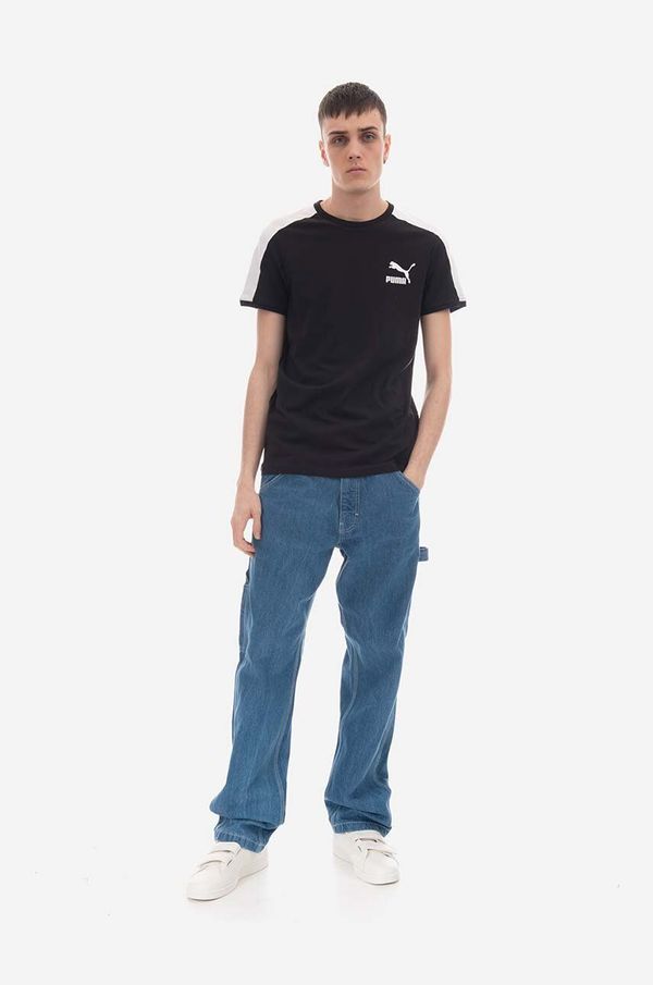 Puma Majica kratkih rukava Puma T7 za muškarce, boja: crna, s aplikacijom, 538204.01-black
