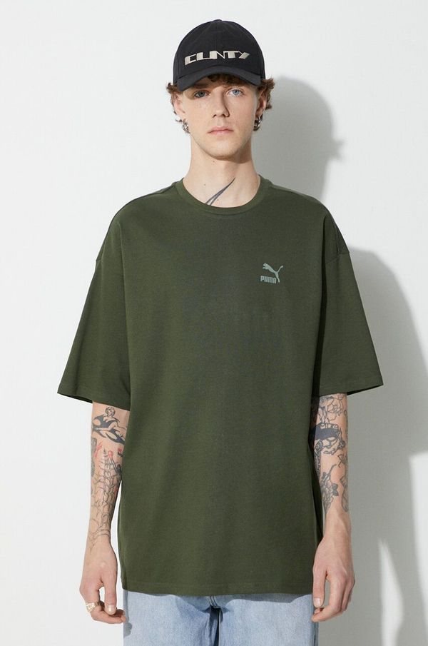 Puma Pamučna majica Puma BETTER CLASSICS Oversized Tee boja: zelena, bez uzorka