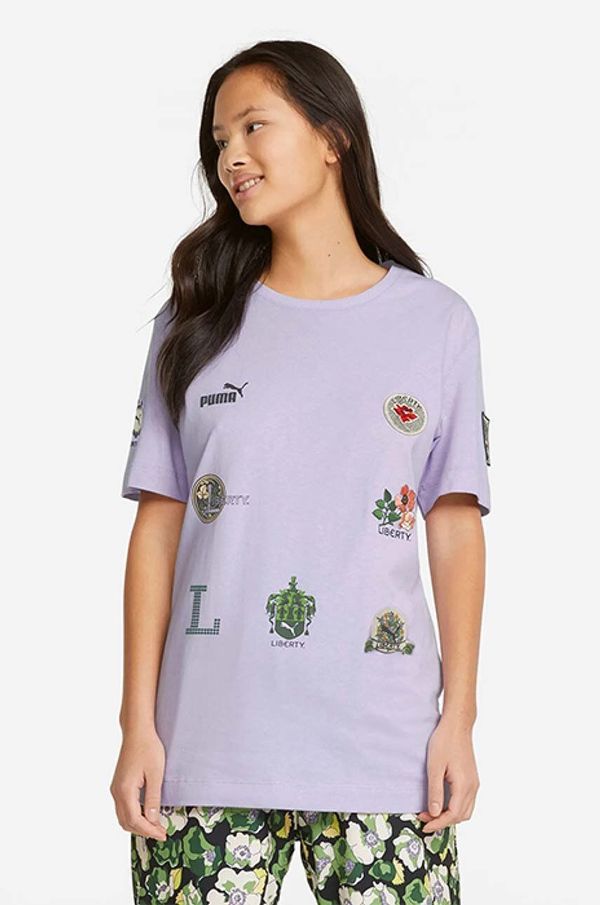 Puma Pamučna majica Puma Puma x Liberty Badge Tee boja: ljubičasta, 534049.80-violet