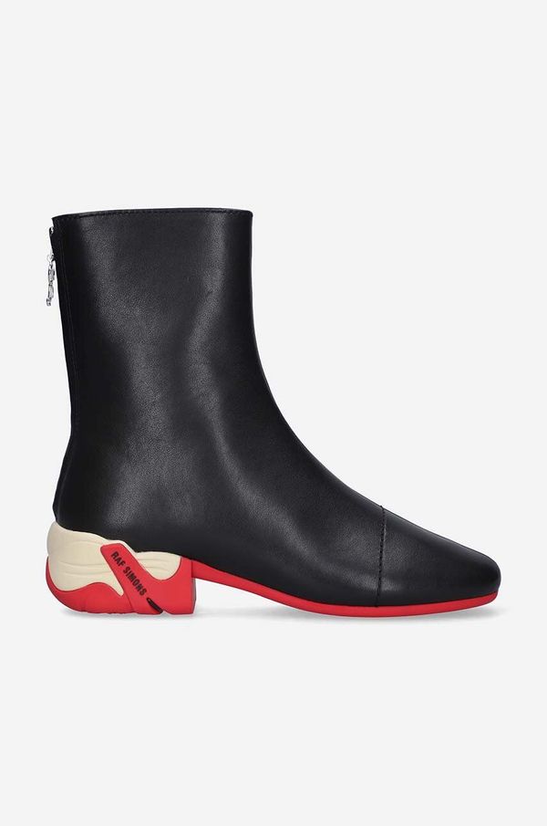 Raf Simons Kožne gležnjače Raf Simons boja: crna, ravni potplat, HR780009L-black