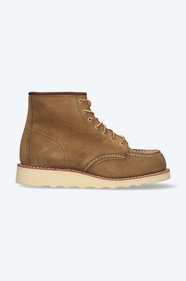 Red Wing Gležnječe od brušene kože Red Wing 6-inch Moc Toe za žene, boja: žuta, ravni potplat, 3377