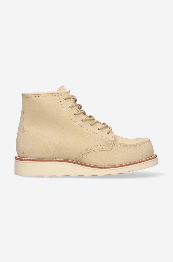 Red Wing Kožne čizme Red Wing 6-inch Moc Toe za žene, boja: bež, ravni potplat, 3328