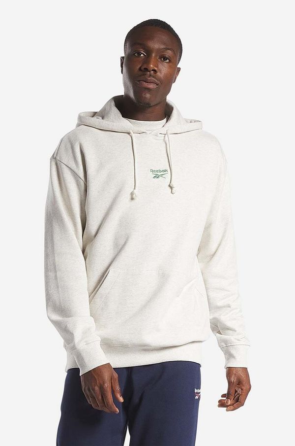 Reebok Classic Pamučna dukserica Reebok Classic Small Vector Hoodie boja: bež, s kapuljačom, melanž, HS7152-CHAMEL