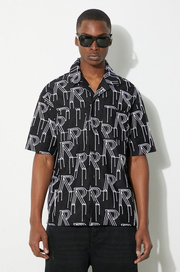 Represent Pamučna košulja Represent Embrodiered Initial Overshirt za muškarce, boja: crna, relaxed, MLM212.01